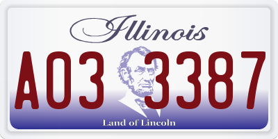 IL license plate A033387