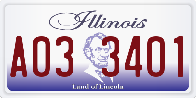 IL license plate A033401