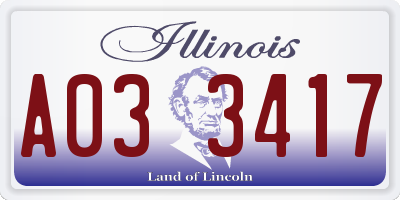 IL license plate A033417
