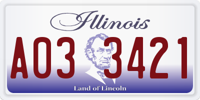 IL license plate A033421