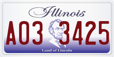 IL license plate A033425