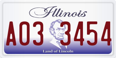 IL license plate A033454