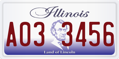 IL license plate A033456
