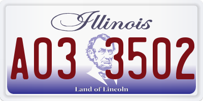 IL license plate A033502