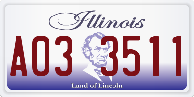 IL license plate A033511