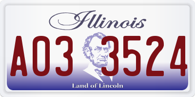 IL license plate A033524