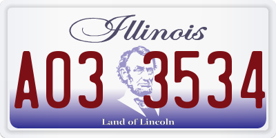 IL license plate A033534