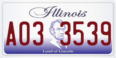 IL license plate A033539