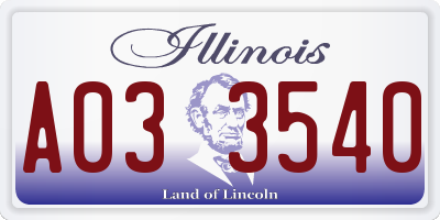 IL license plate A033540