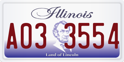 IL license plate A033554