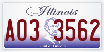 IL license plate A033562