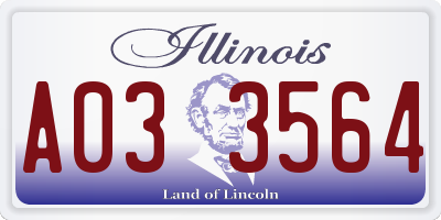 IL license plate A033564