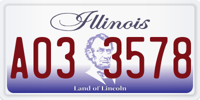 IL license plate A033578