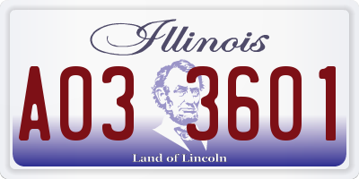 IL license plate A033601