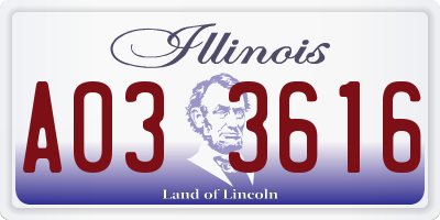 IL license plate A033616