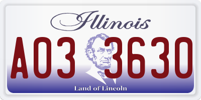 IL license plate A033630