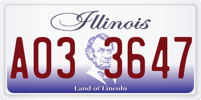 IL license plate A033647