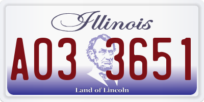 IL license plate A033651