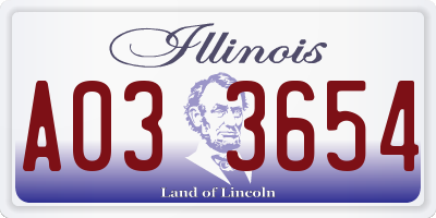 IL license plate A033654