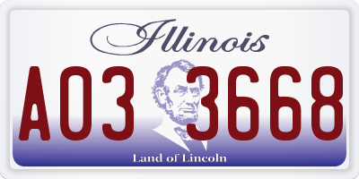 IL license plate A033668