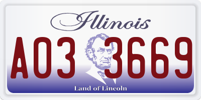 IL license plate A033669