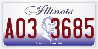 IL license plate A033685