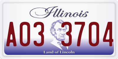 IL license plate A033704