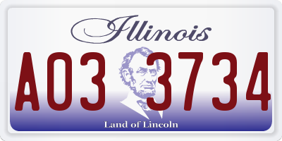 IL license plate A033734