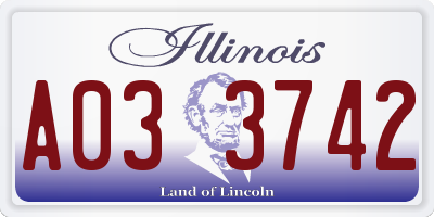 IL license plate A033742