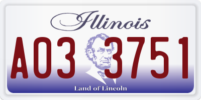 IL license plate A033751