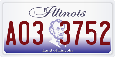 IL license plate A033752