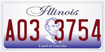IL license plate A033754