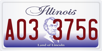 IL license plate A033756
