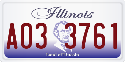 IL license plate A033761
