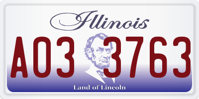 IL license plate A033763