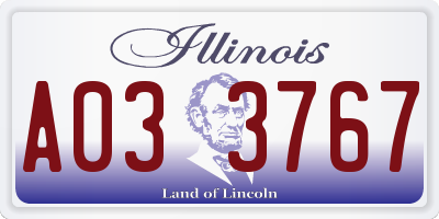 IL license plate A033767