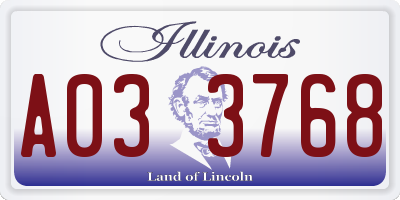 IL license plate A033768
