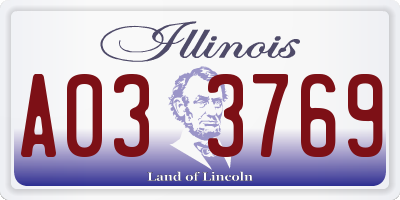 IL license plate A033769