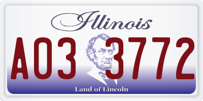 IL license plate A033772