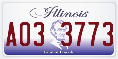 IL license plate A033773