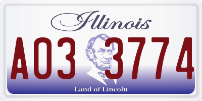 IL license plate A033774