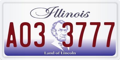 IL license plate A033777