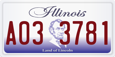 IL license plate A033781