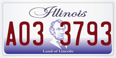 IL license plate A033793