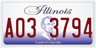 IL license plate A033794