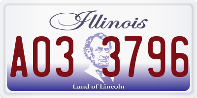 IL license plate A033796