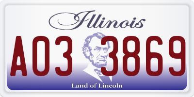IL license plate A033869