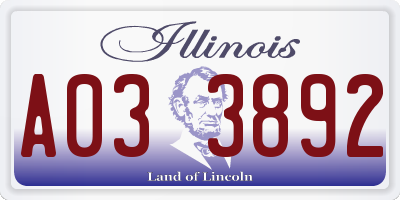 IL license plate A033892