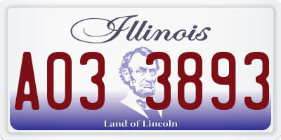 IL license plate A033893
