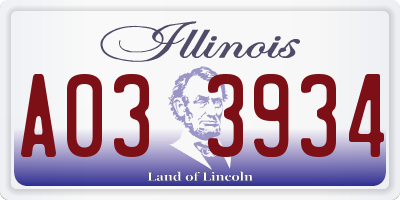 IL license plate A033934